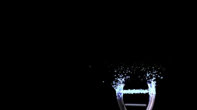 DNA Simulate destruction or repair. Create DNA with cube on black background and green screen. Can be used in cosmetic industry or science. Minimal idea concept, 3D Render.