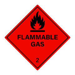 Flammable gas sign. Hazardous material signs. Globally harmonized system hazard pictograms. GHS symbol. Warning signs.