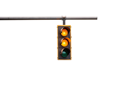 Traffic signal lights yellow green isolated on a transparent background traffic light