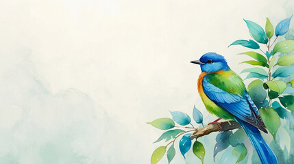 Art Bird branch leaves with copy space area 
