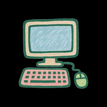 Retro computer illustration with pastel colors animation isolated asset, transparent 4K video, alpha channel, ProRes 4444