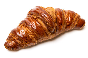 Freshly baked classic delicious fresh organic croissant isolated on white background