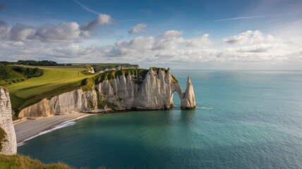 Scenic Cliffs of Étretat with Ocean View