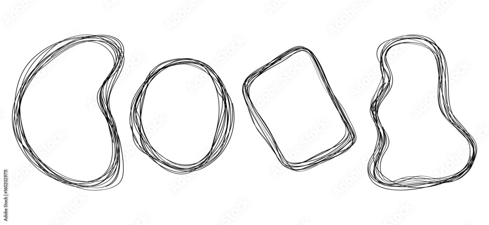 Poster hand drawn scribble line circles. doodle circular for message note mark design element. vector illus