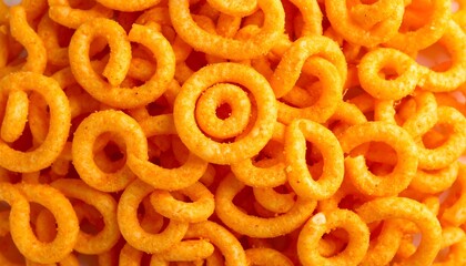Close-up of cheesy snacks