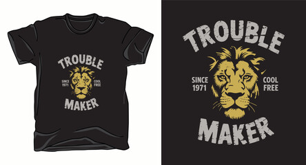 Trouble make lion animal adventure graphic vector art t-shirt design
