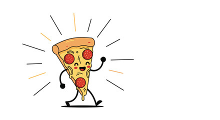 This happy slice of pepperoni pizza is dancing with joy celebrating deliciousness