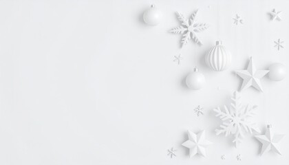 Fototapeta premium Christmas holiday frame with fir tree branches, festive decorations, and balls on a winter background for greeting card design
