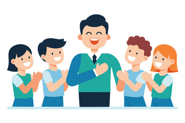 Fototapeta premium students clapping or giving thumbs up to their tea.eps
