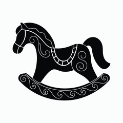 Vintage Rocking Horse Toy Silhouette Design Vector Illustration