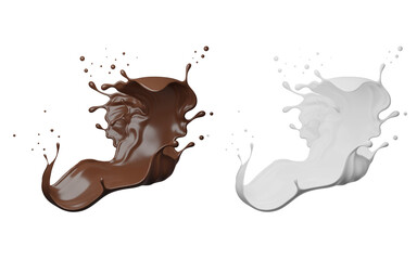 Milk And Chocolate Splash 3D Rendering