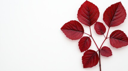 Fototapeta premium A cluster of vibrant red leaves on a white background.