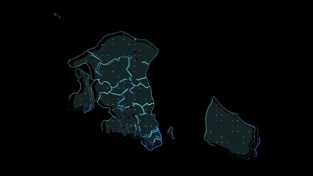 An animated map of the Philippines with glowing borders, showcasing the country's island regions and their outlines