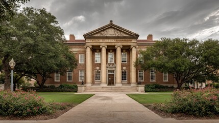 Obraz premium Historic dallas hall at southern methodist university campus, university park texas architecture landmark
