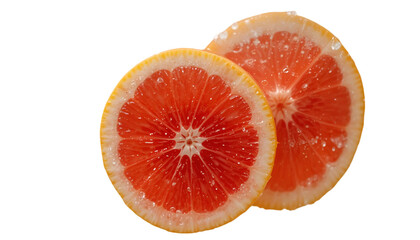 Fresh grapefruit slices close up juicy citrus fruit for healthy eating and vitamin c rich diet concept image isolated on tranparent background