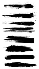 Set of vector paint brush stroke, ink splatter and artistic design elements