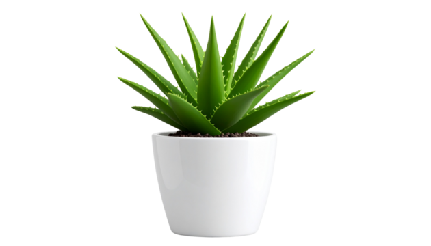 Aloe Vera Potted Plant – Minimalist Desk Decor on Transparent PNG