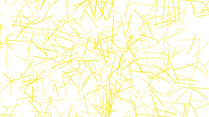 Abstract chaotic yellow lines texture with intersecting hand-drawn strokes on white background, symbolizing energy, light, or creative mess.
