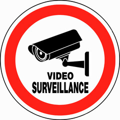 Vector SVG Icon of Video Surveillance Camera with Red Border in Modern Flat Style