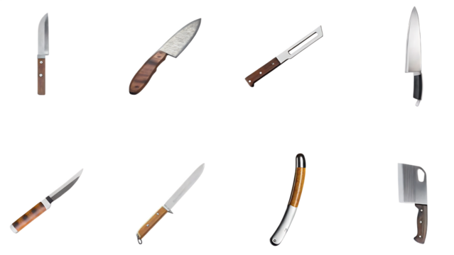 Assorted kitchen knives and cleaver isolated on a transparent background kitchenware - Powered by Adobe