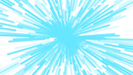 A dynamic burst of light blue lines radiating outward from a central point against a white background, creating an energetic, explosive effect that suggests speed, energy, or a cosmic event.