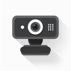 Flat Vector SVG Icon of Camera with Lens and Flash in Modern Minimalist Style with Gray and Black Colors