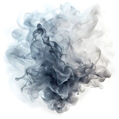 Intricate patterns of dark and light smoke swirling gracefully isolated on white background