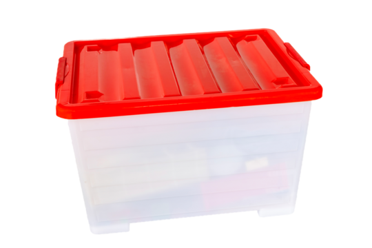 Plastic Storage Box with Red Lid