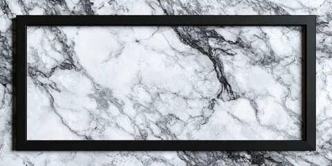 Elegant Ornate Black Frame on Marble Background for Sophisticated Decor