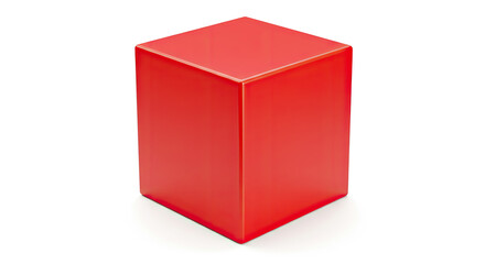 Red Glossy Cube on White.