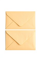 Two closed light brown envelopes arranged vertically on a white background