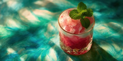 Elegant Watercolor Clover Club Cocktail in a Classic Glass