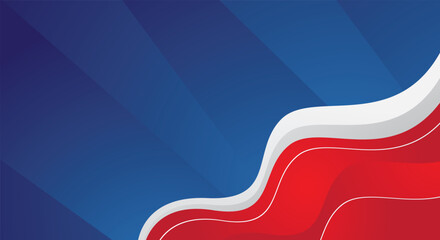 Abstract modern red and white gradient wave shape on blue background