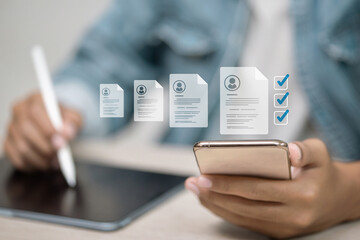 Mobile resume screening with digital verification checkmarks