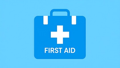 Obraz premium Simple blue first aid kit icon