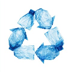 Obraz premium Recycled plastic bottles forming a stylized recycling symbol