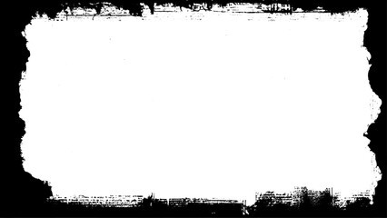 Abstract grunge texture background, distressed border, rough edge frame, black and white color, vector illustration