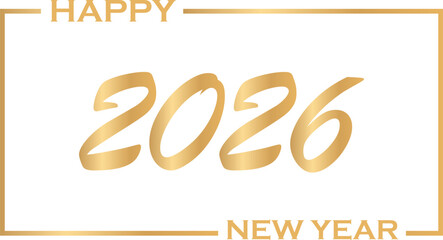 Golden Happy New Year 2026 Banner  Elegant PNG and Vector Design