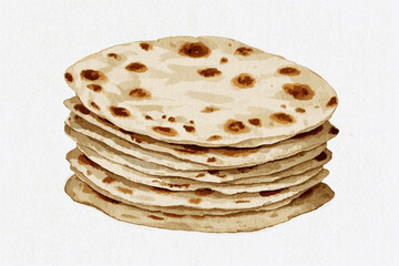 Pita Watercolor bread Pita Bread isolated vector illustration svg