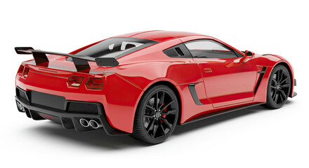 Red Sport Car Isolated on White.