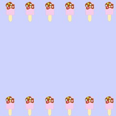 Fototapeta premium Colorful popsicle frame on a purple background 