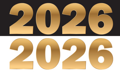 Golden 2025 New Year Number Design  Elegant PNG and Vector Illustration