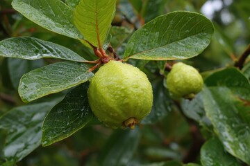 The guava is ripening and will soon be ready for harvest