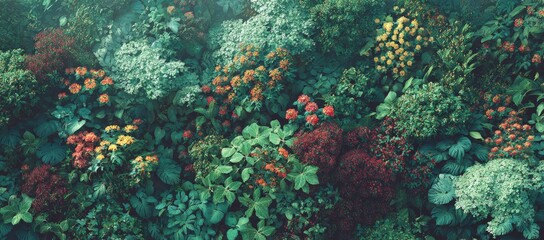 Fototapeta premium Lush garden wall of colorful flowers and foliage