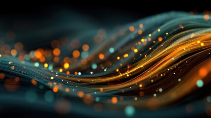 Abstract Digital Wave: Orange and Teal Lightscape