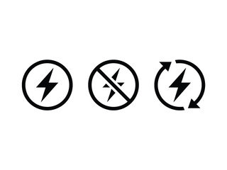 Black Electric Symbols on White Background electricity