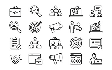 Fototapeta premium Business & Management Icon Set: Strategy, Teamwork, Goals & Professional Development
