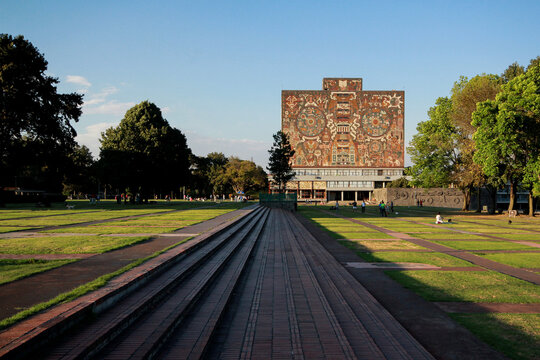 Ciudad de Mexico, Mexico - December 26. 2015: University Central Library of UNAM in Mexico