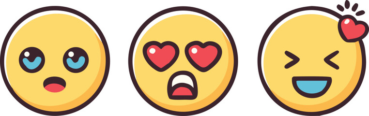 cartoon love emoji face smile