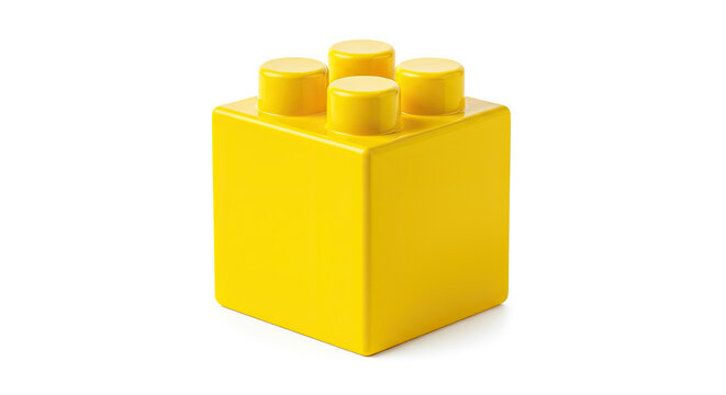 Single Yellow Plastic Building Block Toy.
